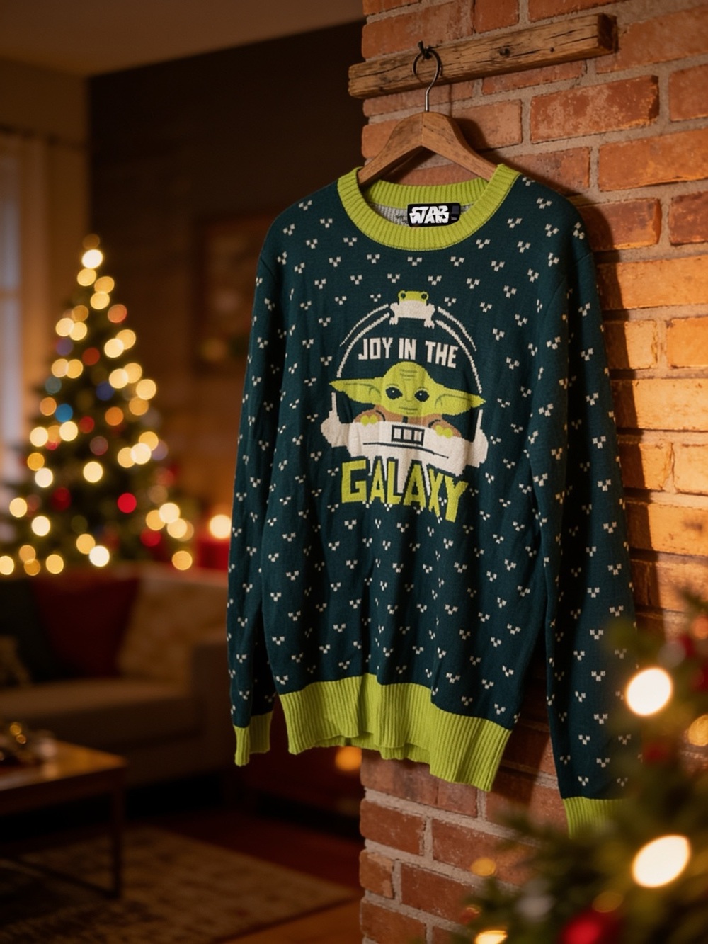 Star Wars Grogu Baby Yoda Ugly Christmas Sweater Size Large L Joy in the Galaxy